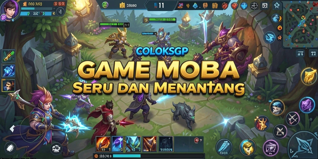 Screenshot utama COLOKSGP menampilkan aksi pertempuran seru MOBA.