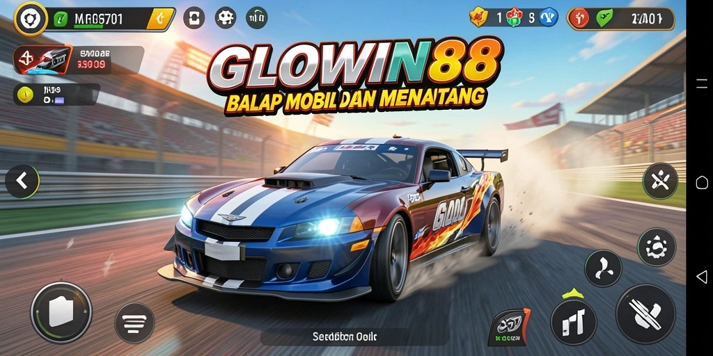 Gameplay seru di GLOWIN88 dengan mobil balap cepat.