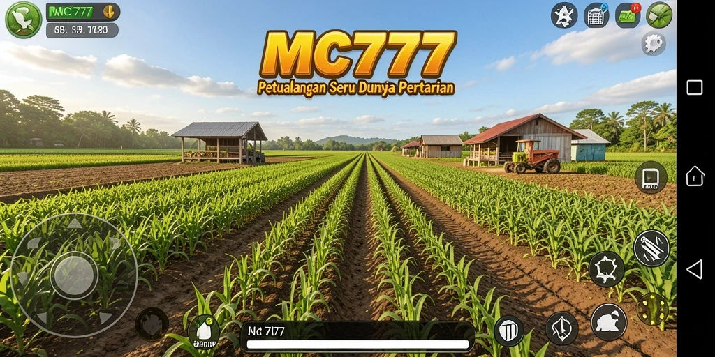 Tampilan gameplay <strong>MC777</strong> dengan aktivitas bertani yang seru.