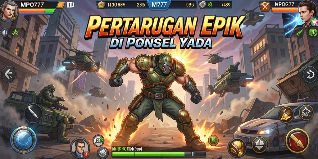 Screenshot utama MPO777 menampilkan pertarungan mendebarkan antara dua karakter.